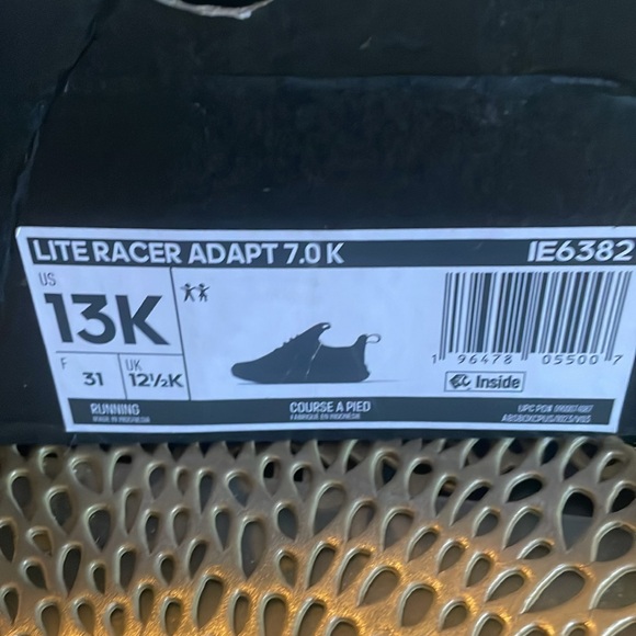 Boys Adidas lite Racer adapt 7.0 sneakers, never worn, size 13 black. - Picture 5 of 6